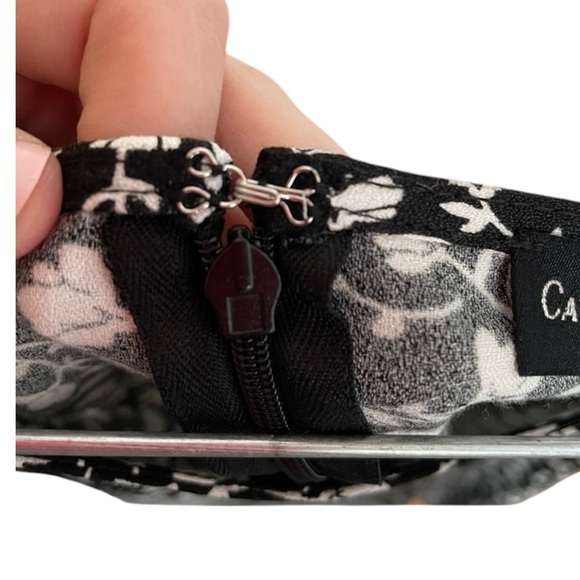 Catherine Malandrino NWT Ditsy Floral Print Midi Length Skirt Size 8 Black White - Picture 7 of 10